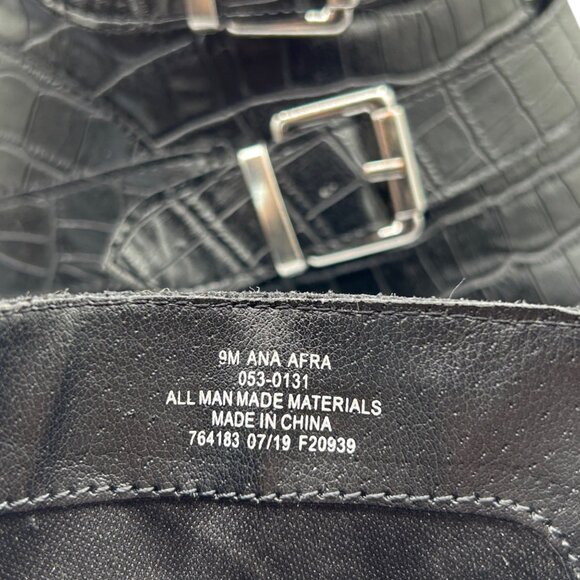 a.n.a. Afra Motorcycle Black Faux Croc Embossed Grunge Biker Ankle Boots (9M) - Picture 12 of 15